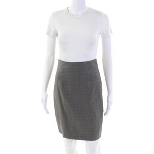 Saint Laurie Womens Window Pane Plaid Mini Pencil Skirt Gray Blue Size 4